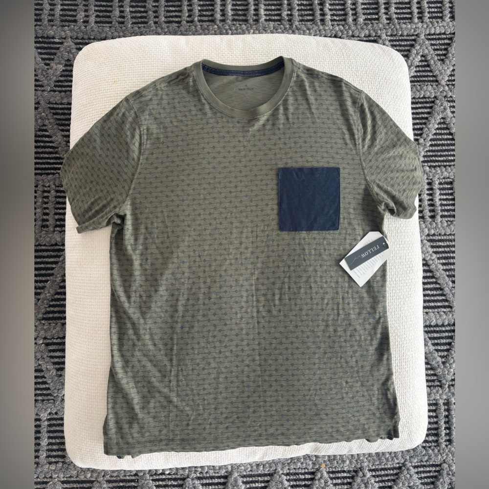 Olive T-Shirt with Navy Pocket